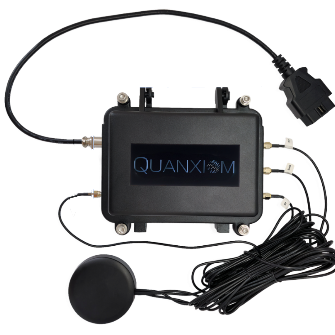 Quanxiom GPS interface showing a geofenced area and vehicle tracking